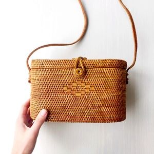 Bembien Harper Rattan Leather Crossbody Bag EUC